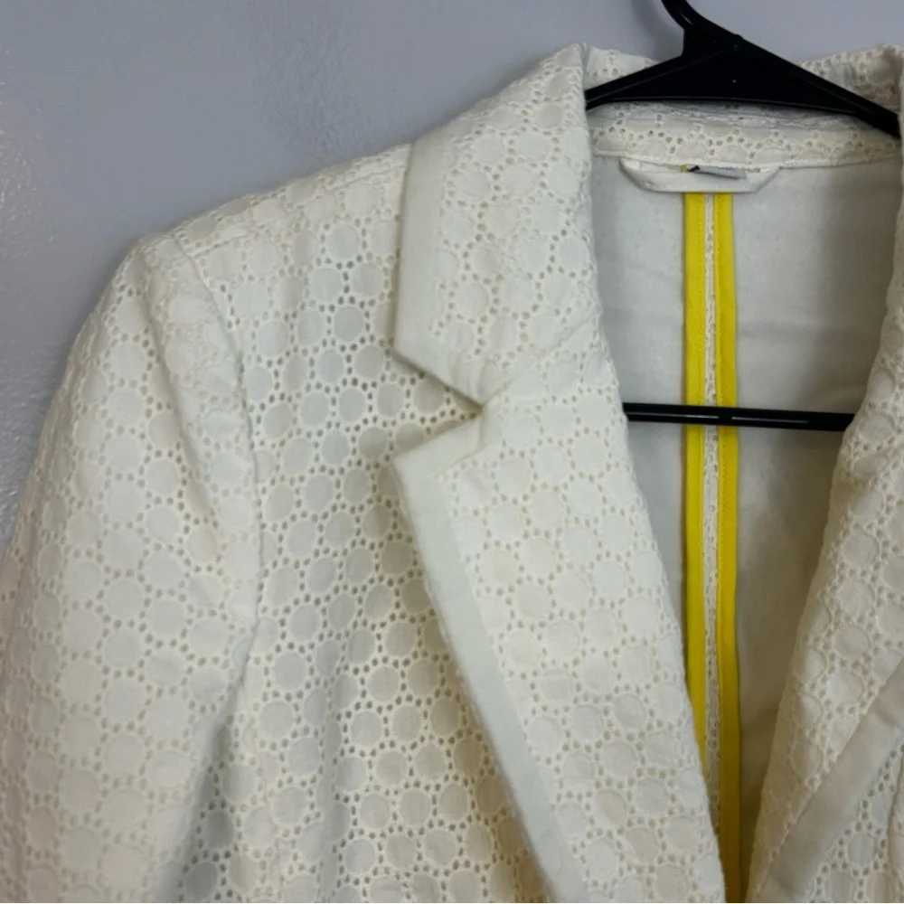 NWOT Boden Ivory Eyelet Lace Cotton Fitted Blazer/Jacket Size 4 NEW